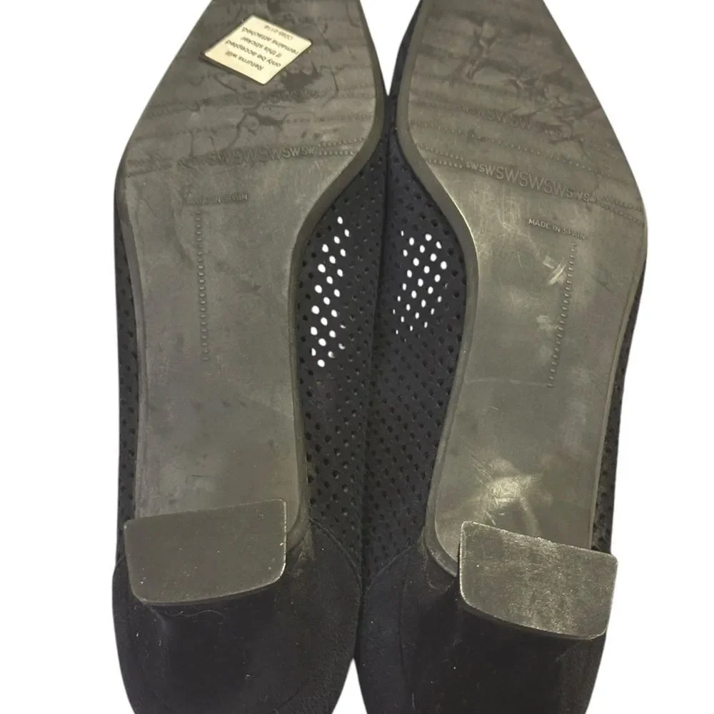 Stuart Weitzman Black Suede Kitten Hill Pumps Size 8 Nwot